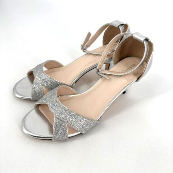 NWOT Touch Ups Clementine Silver Sparkle Glitter Sandal‎ Heels Pumps Size 8 - Picture 2 of 10